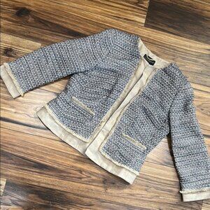 Women's Blue and Cream Tweed Jacket